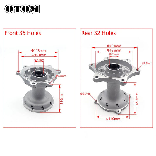 OTOM Die-casting Aluminum Wheel Hub Motorcycle 36/32 Holes Front And Rear Wheel Hubs For HONDA CRF250R CRF250X CRF450R Dirt Bike RISE DEFENSE SYSTEMS.AI PRODUCTS