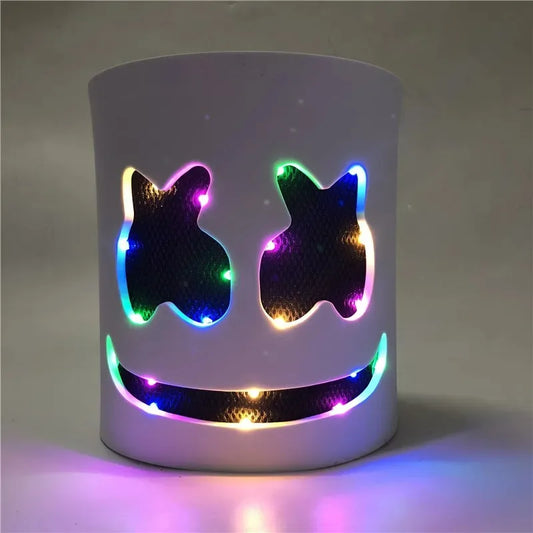 DJ Music Festival Halloween Mask Props Full Head Mask Halloween Costumes Cosplay with Flashing Style Glow Marshmello LED Mask RISE DEFENSE SYSTEMS.AI PRODUCTS
