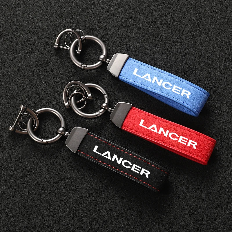 Suede Metal Buckle Car Keychain Business Gift with Logo keyring For Mitsubishi Lancer Car Styling Accessories RISE DEFENSE SYSTEMS.AI PRODUCTS