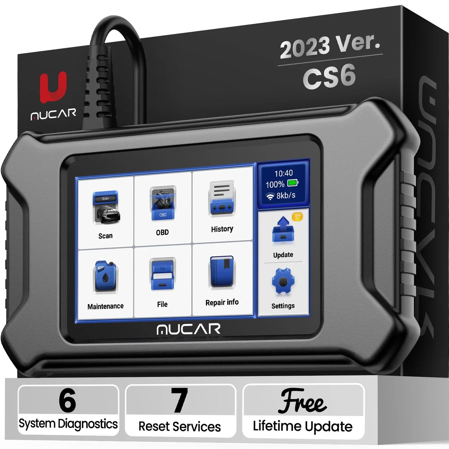 MUCAR CS6 CS5 CS4 OBD2 Scanner Car Diagnostic Tools Automotive Scanner Auto Diagnosis Tool Code Reader 6 Systems 7 Resets Free RISE DEFENSE SYSTEMS.AI PRODUCTS