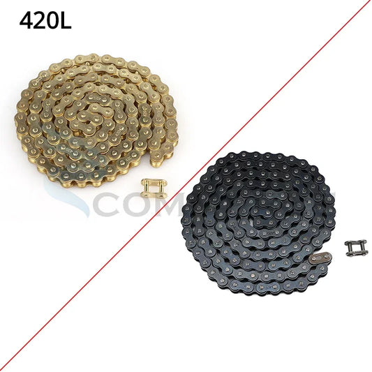Motorcycle 420 Chains 76/108/126/140 Links Drive Chain Link For 50cc 70cc 90cc 110cc 125cc Pit Dirt Bike Scooter ATV Buggy Quad RISE DEFENSE SYSTEMS.AI PRODUCTS