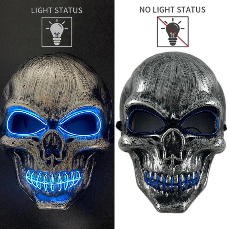 Halloween Film Theme Light Up Glowing Scary Mask LED Luminous Horror Purge Mask Cosplay Bar Party Supplies Neon Full Face Mask RISE DEFENSE SYSTEMS.AI PRODUCTS