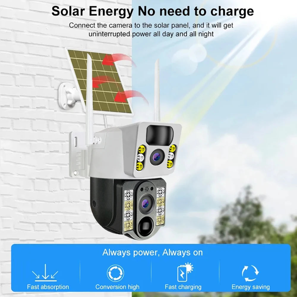 8MP 4K Wireless Solar Camera 4G Sim Outdoor Dual Lens Wifi IP Camera PIR Night Vision V380 Pro CCTV Security Protection Monitor RISE DEFENSE SYSTEMS.AI PRODUCTS