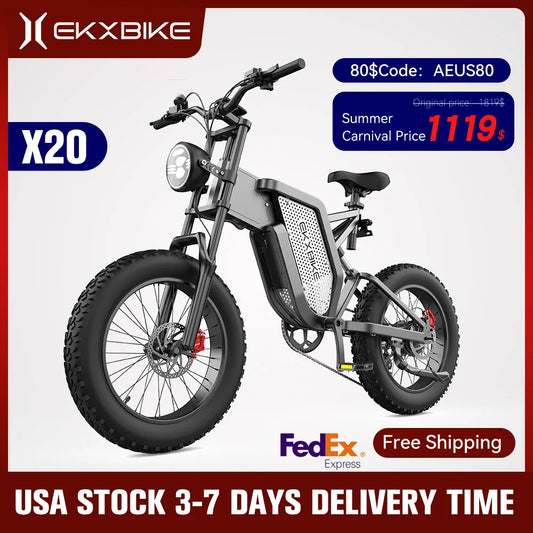 EKX X20 Electric Bike Mountain Moped Ebike 20 Inch Fat Tire 2000W 48V 35AH Men's Road EBike Electric Bicycle For Adults E Bikes RISE DEFENSE SYSTEMS.AI PRODUCTS