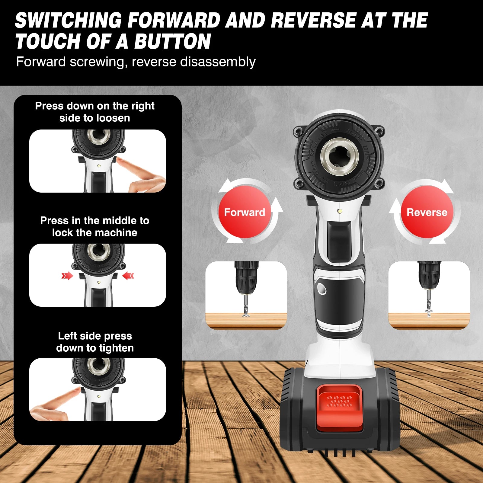21V Portable Cordless Power Drill Set Impact Screw Driver with 1500mAh Li-Ion Rechargeable Battery 25+1 Torque Setting 45N.m RISE DEFENSE SYSTEMS.AI PRODUCTS