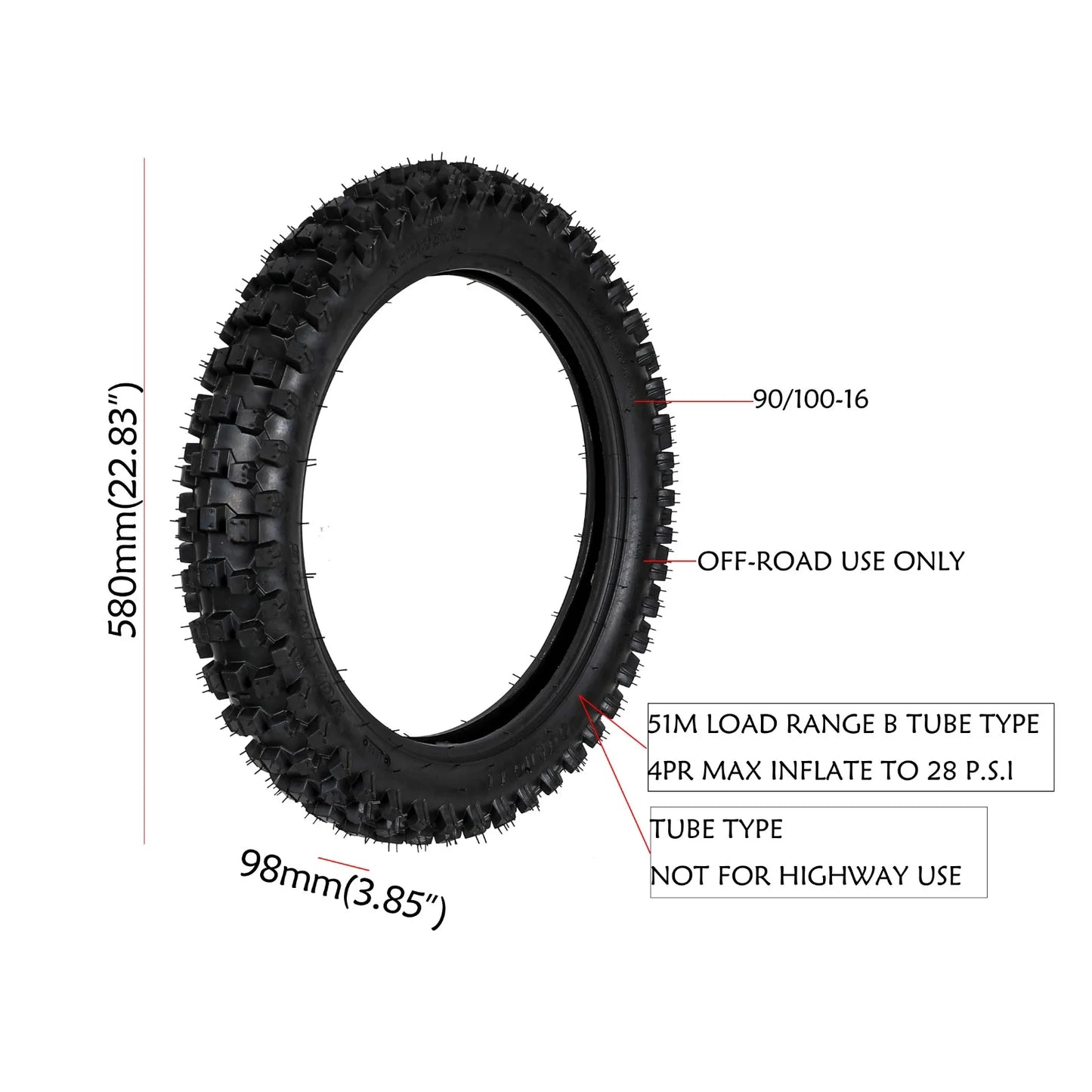 TDPRO 90/100-16 16" Tire Tyre + 3.50-16 Tube fit Pit Dirt Bike Pocket Quad ATV Scooter 125/150cc  Apollo TTR125 KX100 RISE DEFENSE SYSTEMS.AI PRODUCTS