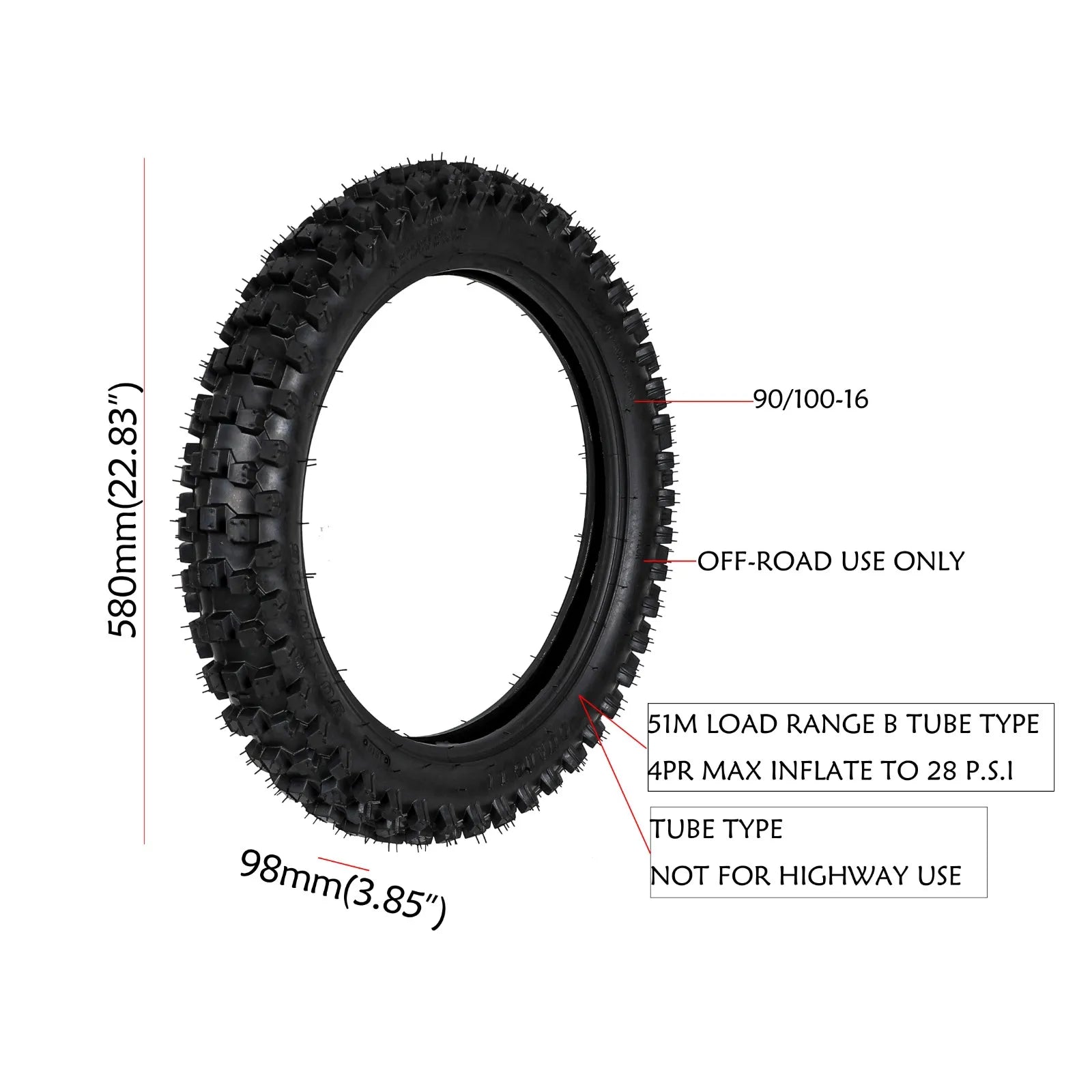 TDPRO 90/100-16 16" Tire Tyre + 3.50-16 Tube fit Pit Dirt Bike Pocket Quad ATV Scooter 125/150cc  Apollo TTR125 KX100 RISE DEFENSE SYSTEMS.AI PRODUCTS