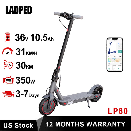 LADPED LP80 Electric Scooter 350W 31km/h APP Smart Scooter Shock-absorbing Anti-skid ‎8.5 Inches Folding Electric Scooter RISE DEFENSE SYSTEMS.AI PRODUCTS
