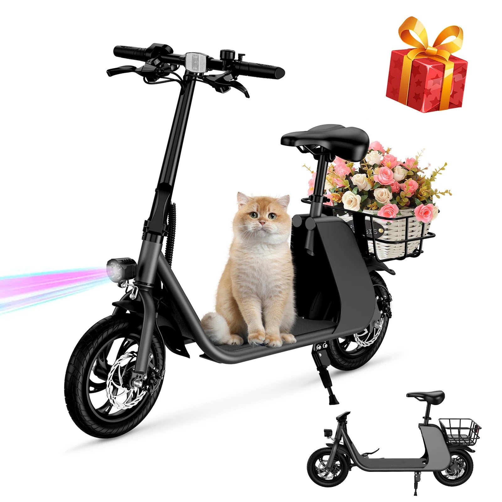 HEZZO Electric Scooter Adults W/ 36V 8Ah Battery 630W Peak Motor 15.5mph Max Speed 14 inch Folding Electric Bike Range 31 Miles RISE DEFENSE SYSTEMS.AI PRODUCTS