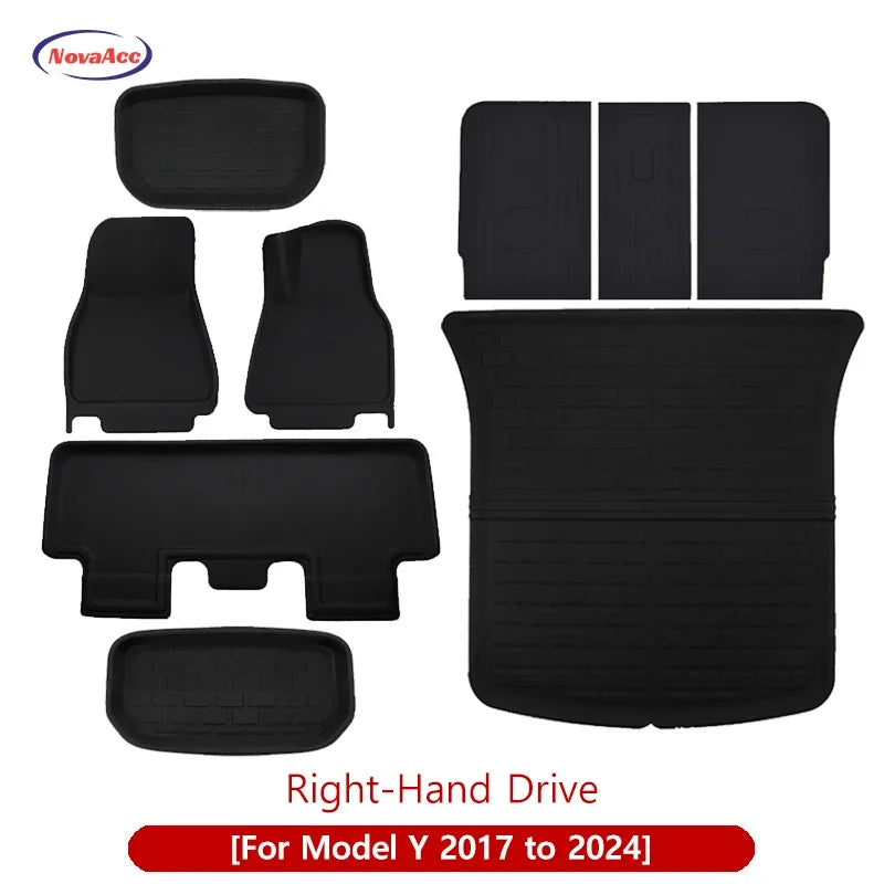 For Tesla Model Y 3 Highland Floor Mat Trunk Luggage Mat LHD RHD 2017 to 2024 2025 Left Right Rudder Four Seasons Floor Liner RISE DEFENSE SYSTEMS.AI PRODUCTS