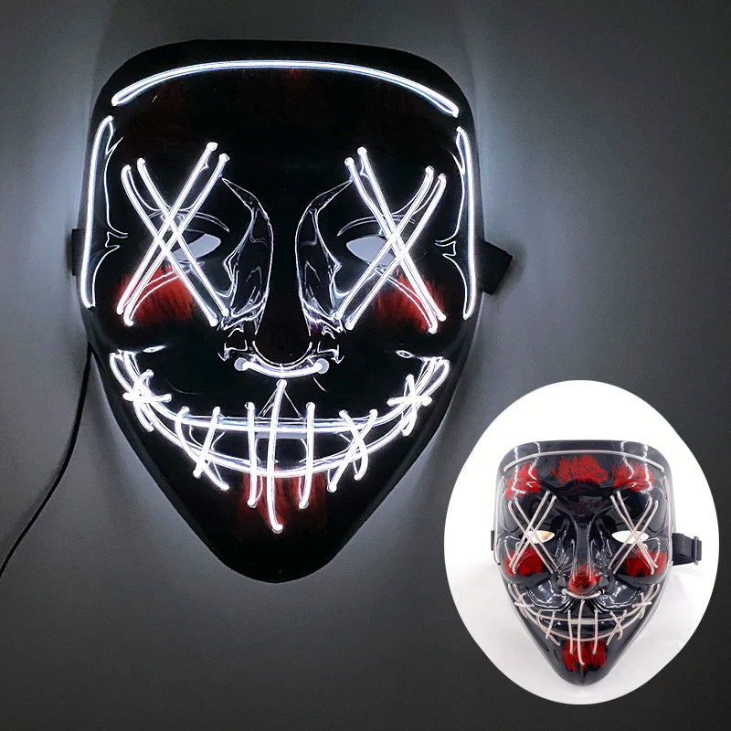 New Design Glowing Bloody Rabbit Mask Led Neon Cosplay Bear  Mask Halloween Horror Carnival Masquerade costume Decoration Props RISE DEFENSE SYSTEMS.AI PRODUCTS