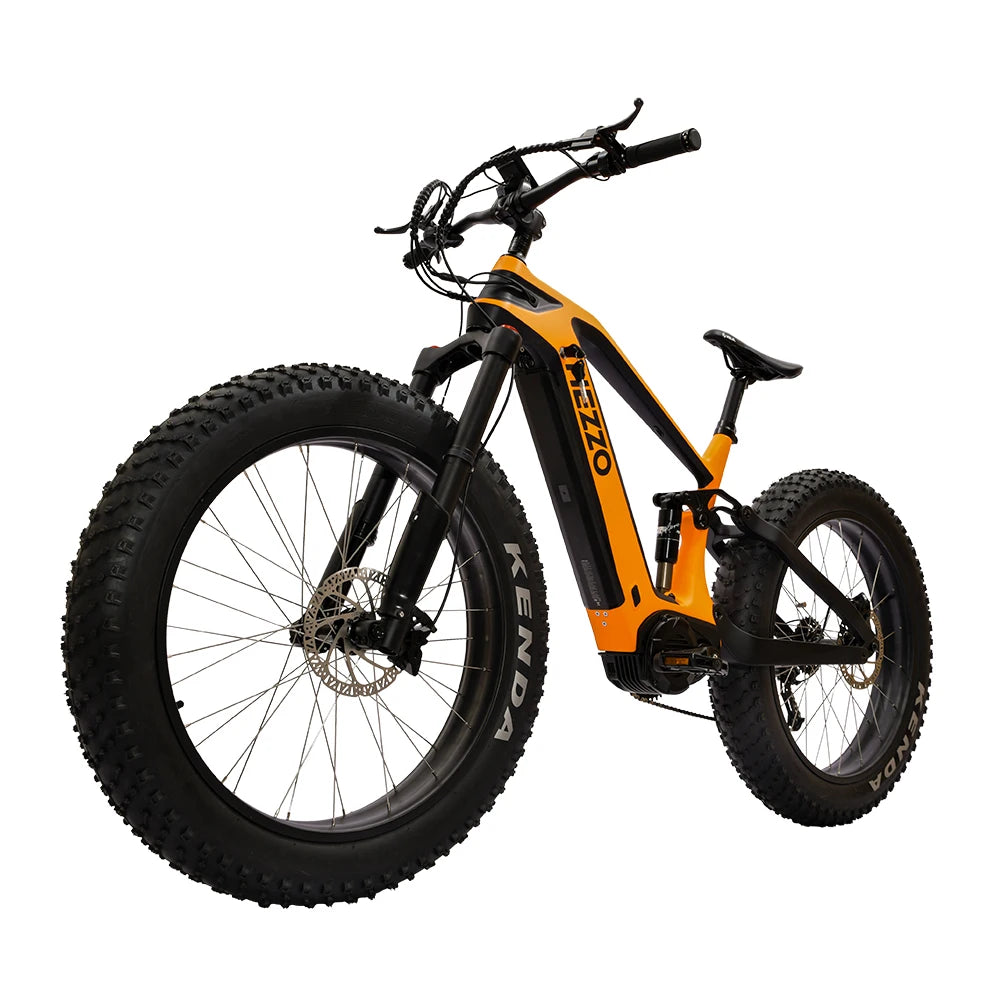 HEZZO 52V 1000W 21Ah Carbon Fiber Electric Bicycle BAFANG Middrive Ebike, 26x4.5 