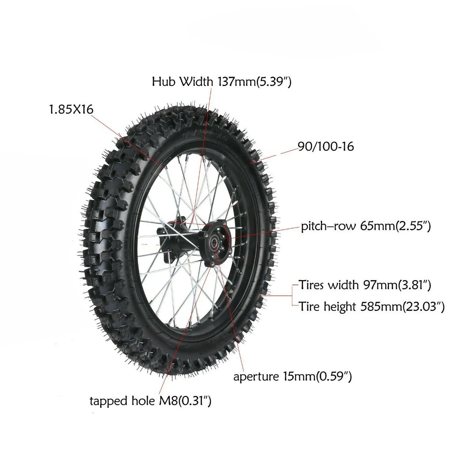 90/100-16 Rear Wheel Tire, 16