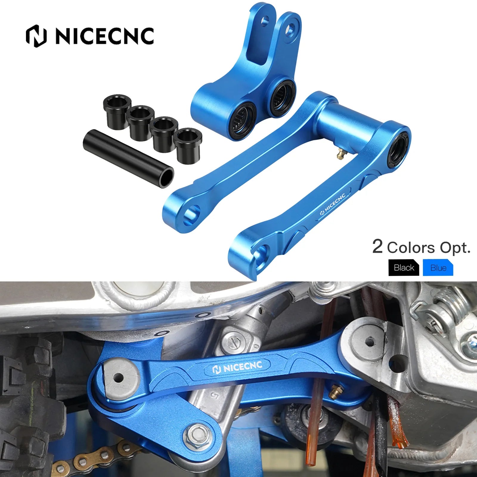 For Yamaha YZ125 YZ250 2006-2024 YZ125X YZ250X 2020-2023 WR250F WR450F 2006 Rear Shock Linkage Arm Kit 1.5'' Lowering Link RISE DEFENSE SYSTEMS.AI PRODUCTS