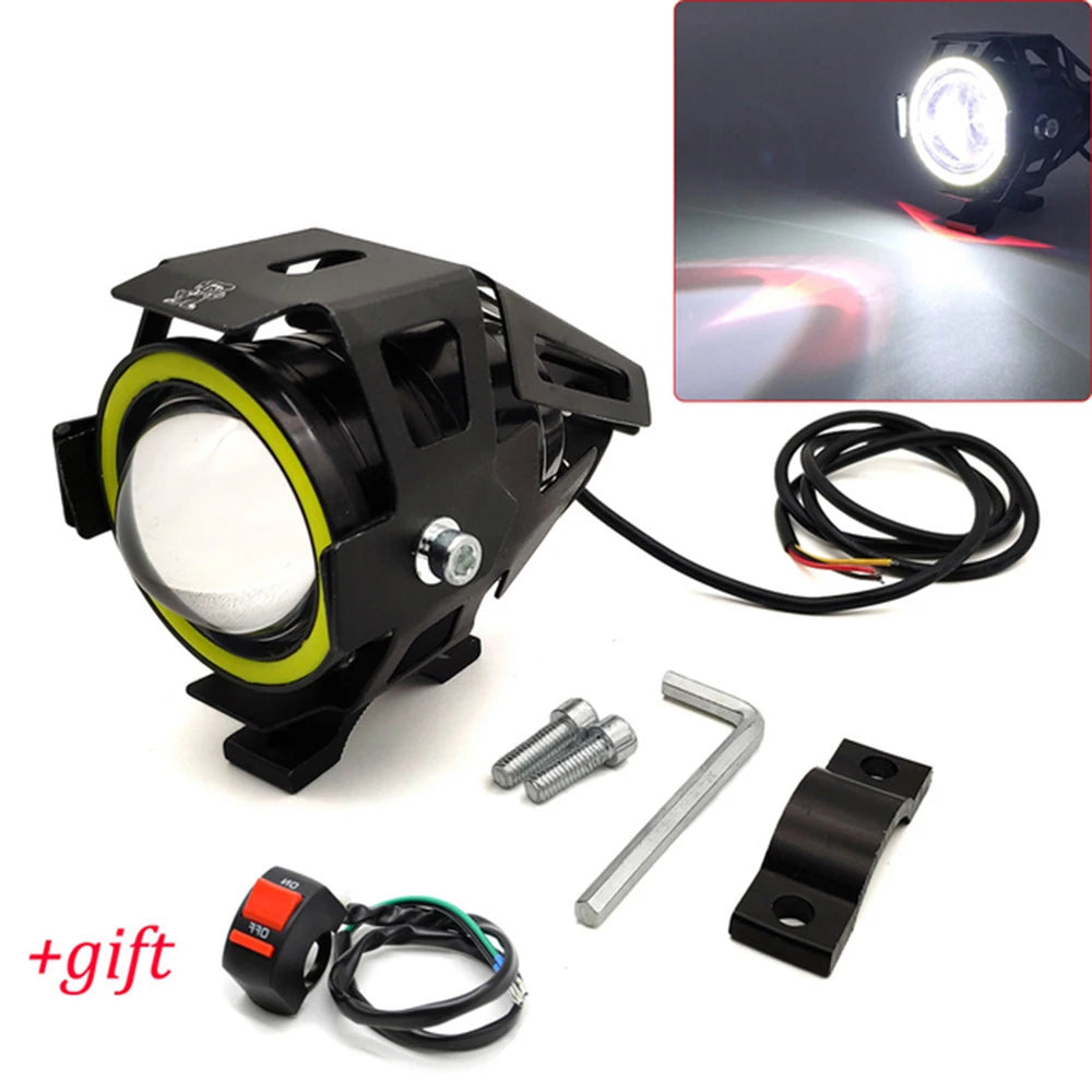 LED headlight for motorcycle Cree LED Angel Eyes DHO U7, strobe light for motorcycle with tube mount RISE DEFENSE SYSTEMS.AI PRODUCTS