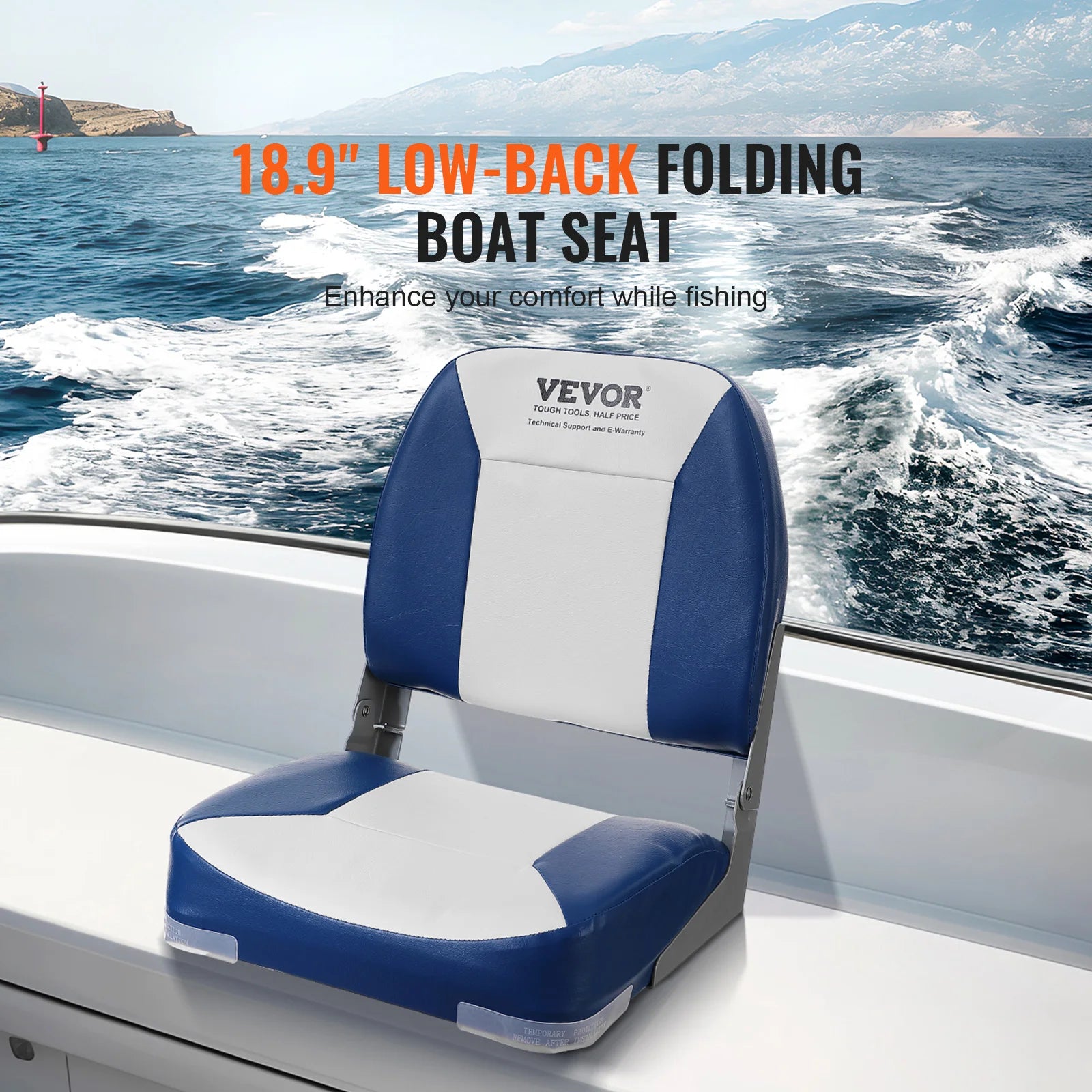 VEVOR Boat Seat 18.9" Low Back Boat SeatFolding Boat Chair with Thickened Sponge Padding and Hinge Fold-Down Boat Captain Chair RISE DEFENSE SYSTEMS.AI PRODUCTS