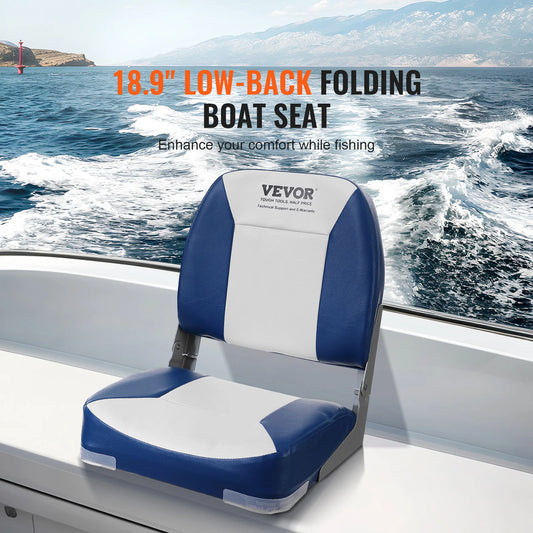 VEVOR Boat Seat 18.9" Low Back Boat SeatFolding Boat Chair with Thickened Sponge Padding and Hinge Fold-Down Boat Captain Chair RISE DEFENSE SYSTEMS.AI PRODUCTS