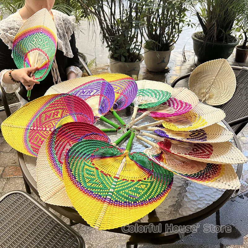 1pc  Woven Bamboo Hand Fans Wedding Favors for Guests Boho Fan Wall Decoration Raffia Folding Hand Fans Abanicos De Mano RISE DEFENSE SYSTEMS.AI PRODUCTS