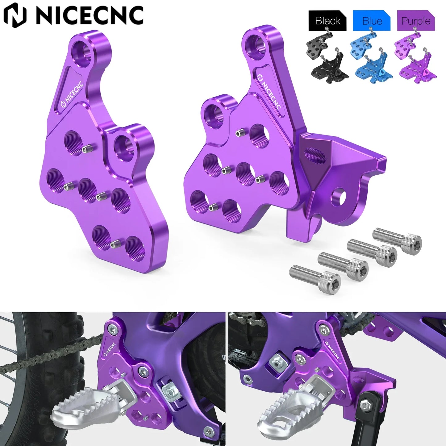 NICECNC Electric Dirt Bike Foot Peg Bracket Package For Surron Light Bee X S L1E Segway X160 X260 FIX Foot Spike Holder Kit RISE DEFENSE SYSTEMS.AI PRODUCTS
