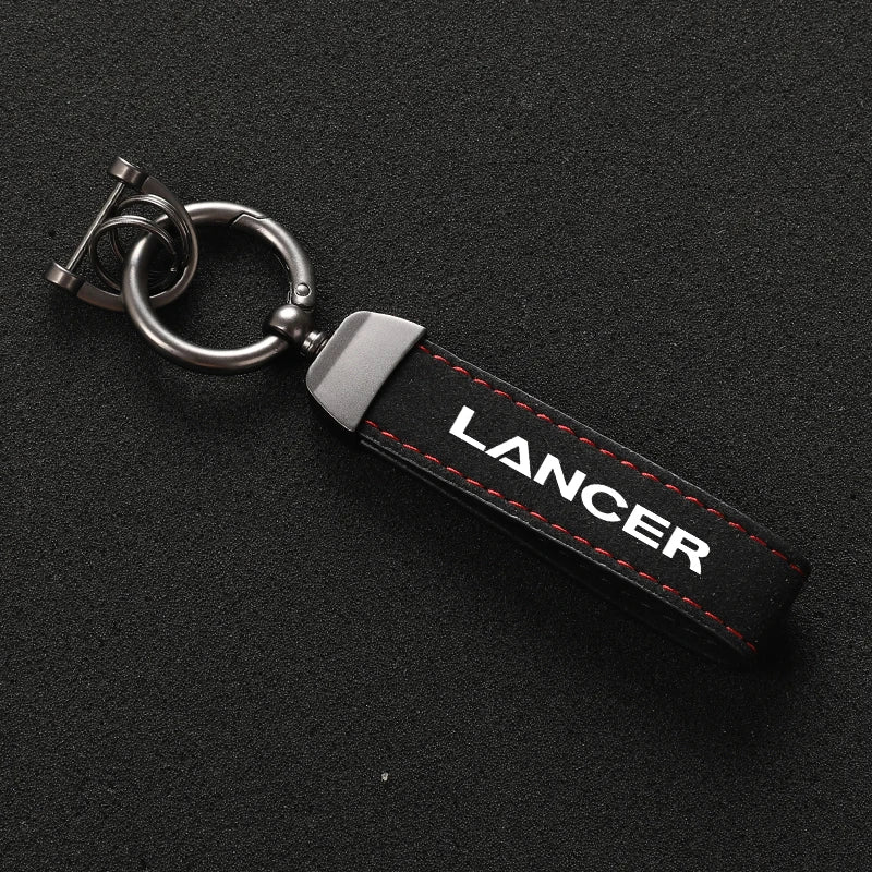 Suede Metal Buckle Car Keychain Business Gift with Logo keyring For Mitsubishi Lancer Car Styling Accessories RISE DEFENSE SYSTEMS.AI PRODUCTS