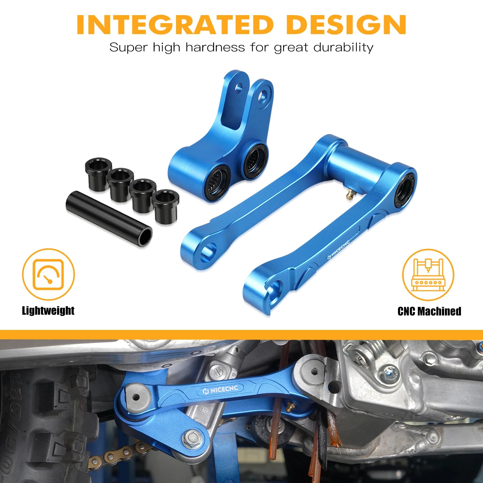 For Yamaha YZ125 YZ250 2006-2024 YZ125X YZ250X 2020-2023 WR250F WR450F 2006 Rear Shock Linkage Arm Kit 1.5'' Lowering Link RISE DEFENSE SYSTEMS.AI PRODUCTS