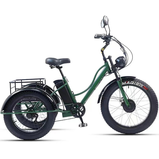 24inch Adult Electric Cargo Tricycle bike 3 wheel Fat tire bicycle scooter motorized electric tricycles E trike for transport RISE DEFENSE SYSTEMS.AI PRODUCTS
