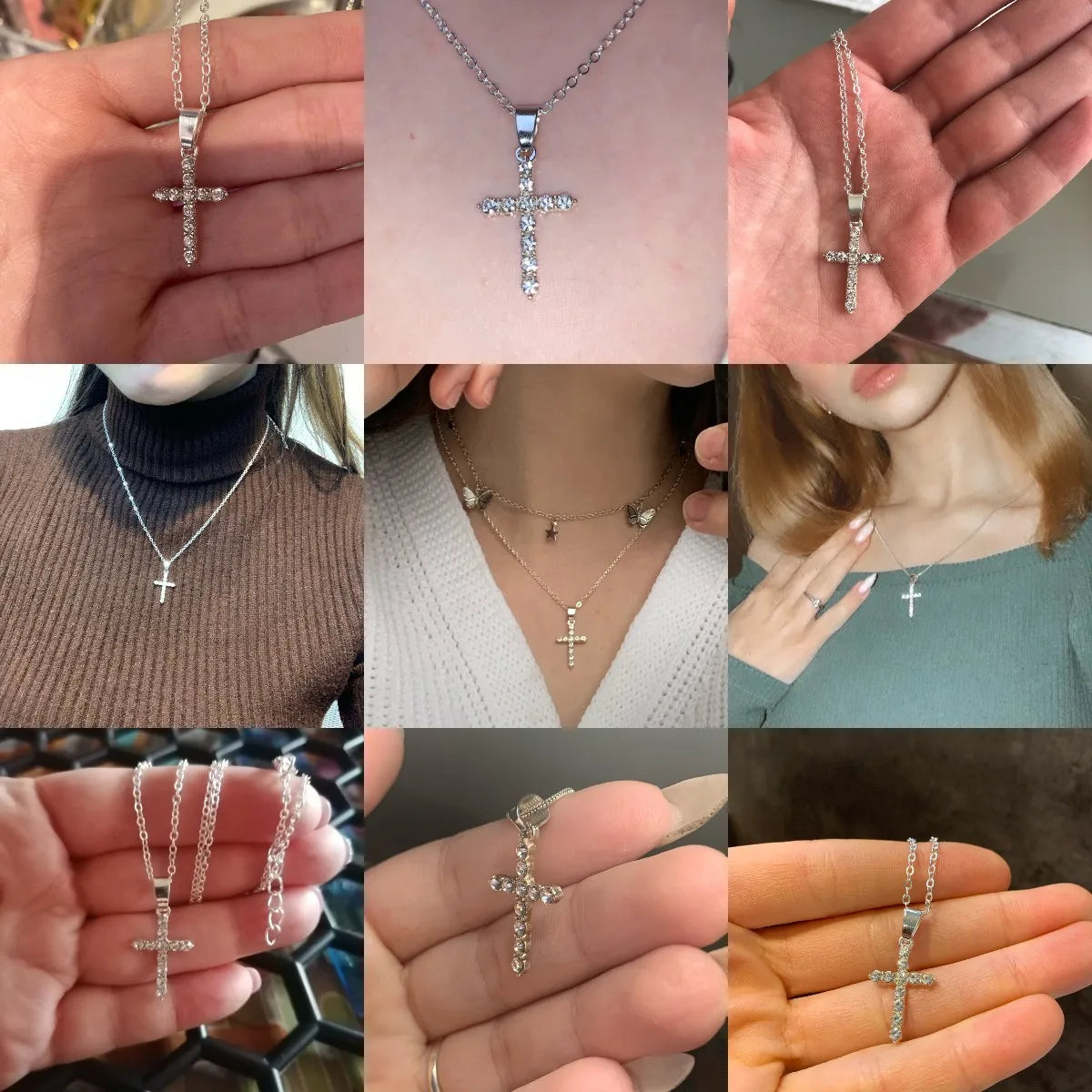 Simple Love Cross Pendant Choker Necklace Charm Rhinestone Couples Jewelry Women's Neck Chain Christmas Gift Lady Necklace RISE DEFENSE SYSTEMS.AI PRODUCTS
