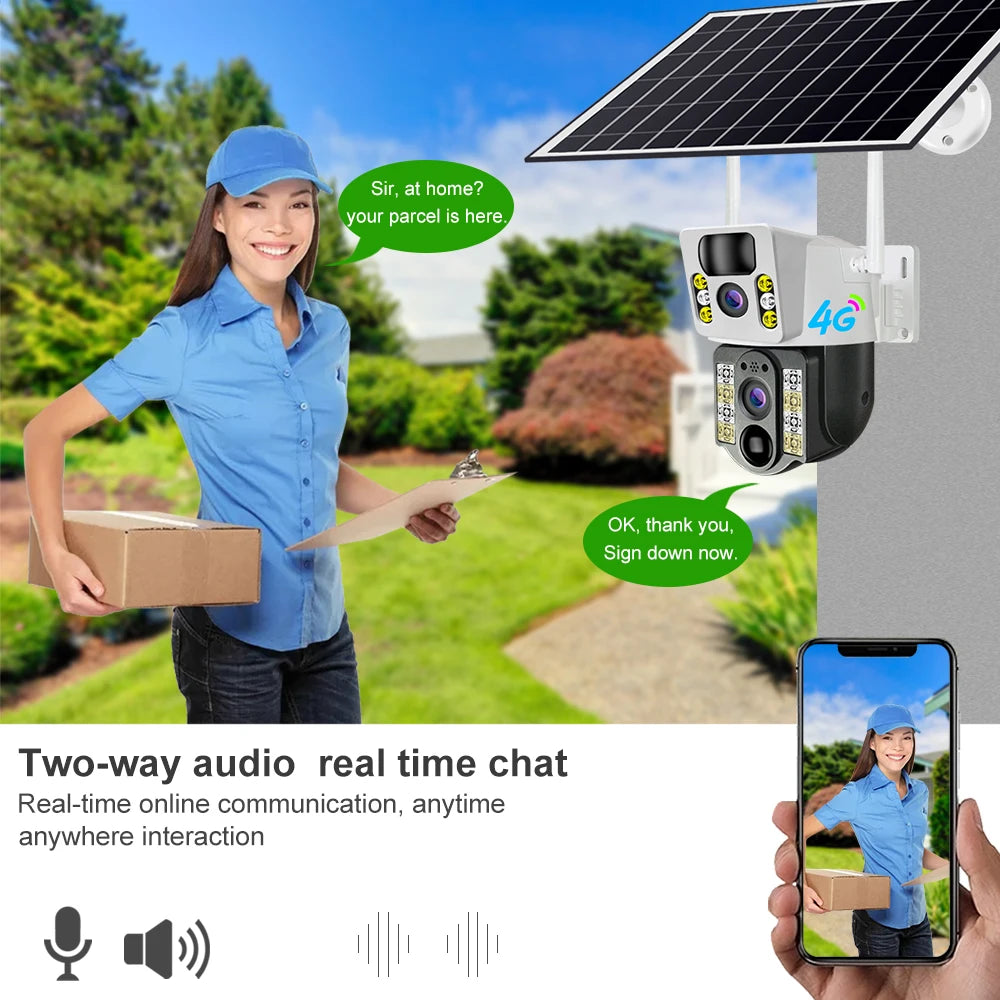 8MP 4K Wireless Solar Camera 4G Sim Outdoor Dual Lens Wifi IP Camera PIR Night Vision V380 Pro CCTV Security Protection Monitor RISE DEFENSE SYSTEMS.AI PRODUCTS