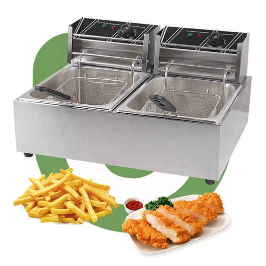 Double Tank Use Electric Induct Deep Fryer Machine 6l Commercial Freidora Chip Deep Fry for Sale RISE DEFENSE SYSTEMS.AI PRODUCTS