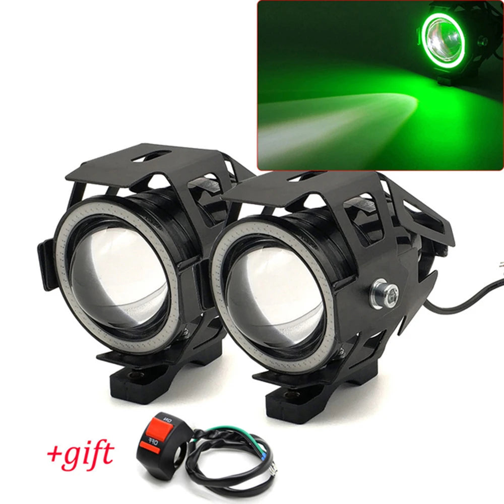 LED headlight for motorcycle Cree LED Angel Eyes DHO U7, strobe light for motorcycle with tube mount RISE DEFENSE SYSTEMS.AI PRODUCTS