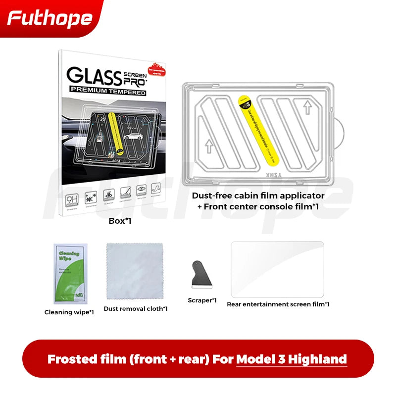 Futhope Tempered Glass Screen Protector For Tesla Model 3 Highland Y 2021-2024 Matte Glare HD Center Control Film Protection RISE DEFENSE SYSTEMS.AI PRODUCTS