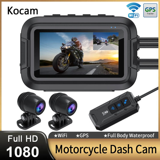 Dual 1080P Motorcycle DVR Full Body Waterproof Moto Camera WiFi GPS Dash Cam Front Rear Driving Video Recorder Black Box RISE DEFENSE SYSTEMS.AI PRODUCTS