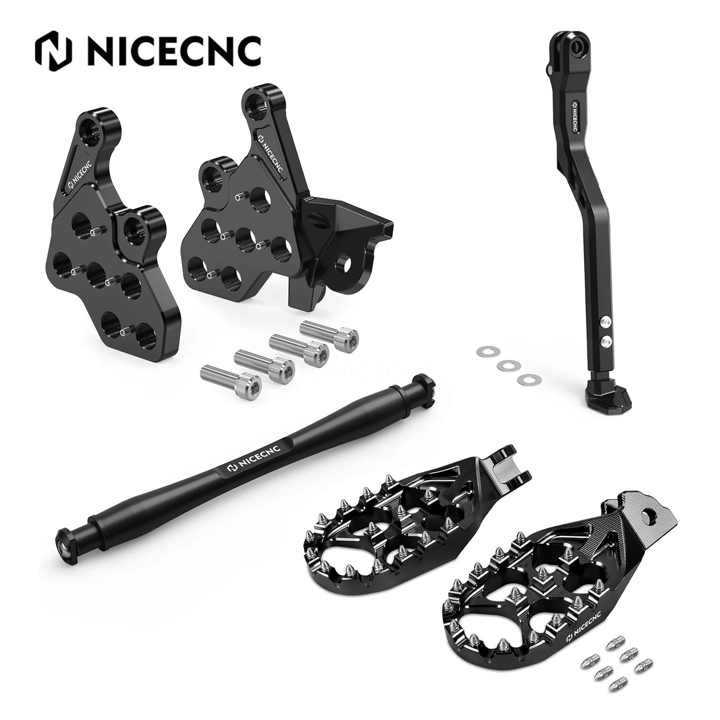 NICECNC For Surron Light Bee X S Electric Bike Footpeg Peg Bracket Package Footrest Pedal Support Brace Foot Side Kick Stand Kit RISE DEFENSE SYSTEMS.AI PRODUCTS
