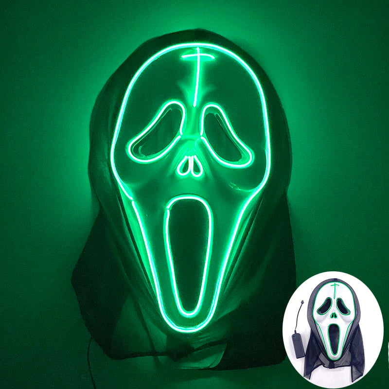 Halloween Film Theme Light Up Glowing Scary Mask LED Luminous Horror Purge Mask Cosplay Bar Party Supplies Neon Full Face Mask RISE DEFENSE SYSTEMS.AI PRODUCTS