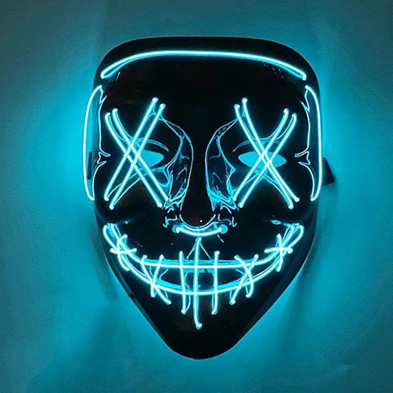 Wireless Scary Glowing Mask LED Luminous Purge Mask Halloween Horror Neon Light Up Cosplay Party Mask Fstival Costume Supplies RISE DEFENSE SYSTEMS.AI PRODUCTS