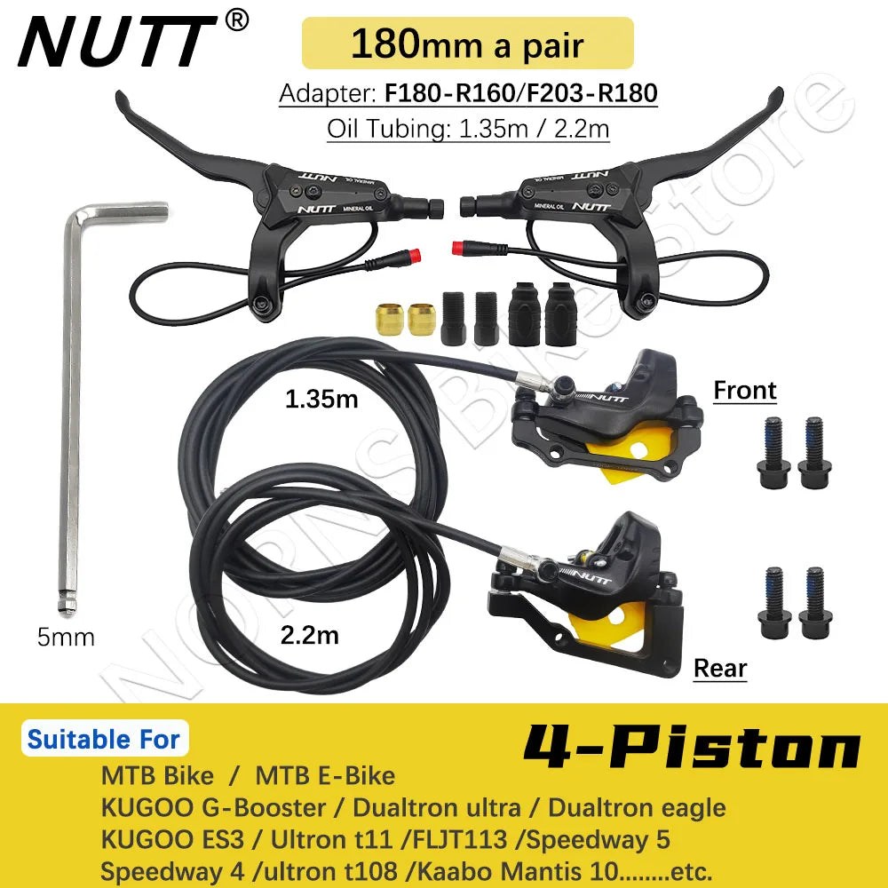 NUTT 4 Piston Y-5 Electric E-Bike Scooter Disc Brake Hydraulic Bicycle 140 160 180 Rotor For A5-D KUGOO Dualtron Kaabo Mantis RISE DEFENSE SYSTEMS.AI PRODUCTS