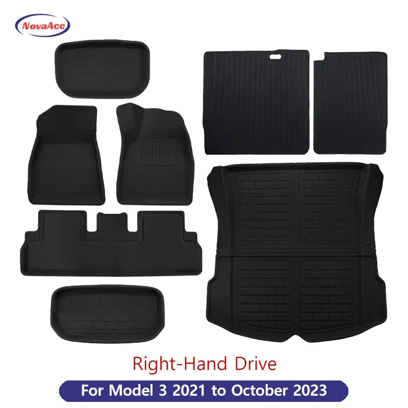 For Tesla Model Y 3 Highland Floor Mat Trunk Luggage Mat LHD RHD 2017 to 2024 2025 Left Right Rudder Four Seasons Floor Liner RISE DEFENSE SYSTEMS.AI PRODUCTS