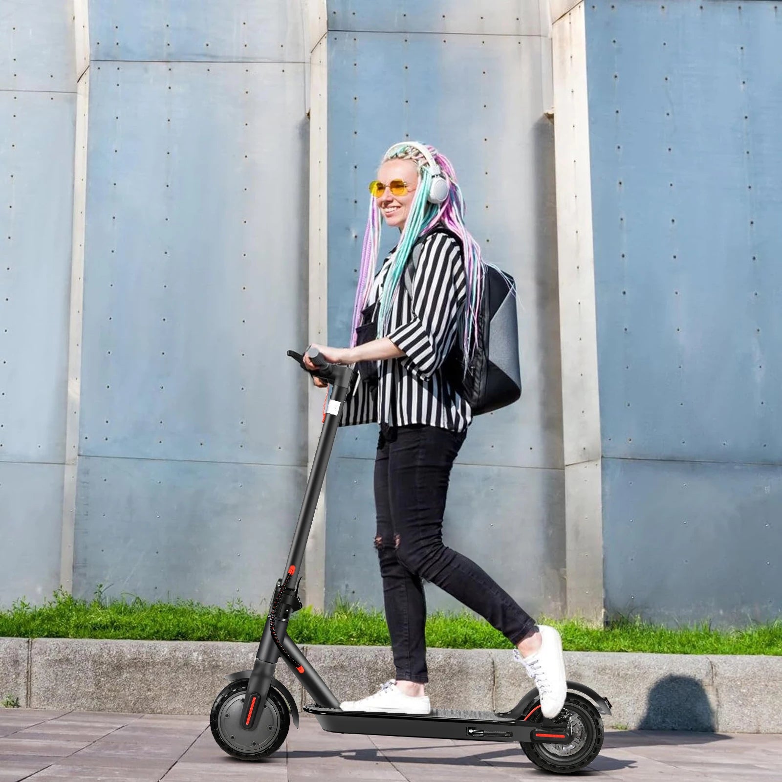 SUNNIGOO N7PRO Electric Scooter Adults 36V 10.4Ah Escooter Long Range 19 Miles Lightweight Kick Scooter US Stock Black With Gift RISE DEFENSE SYSTEMS.AI PRODUCTS