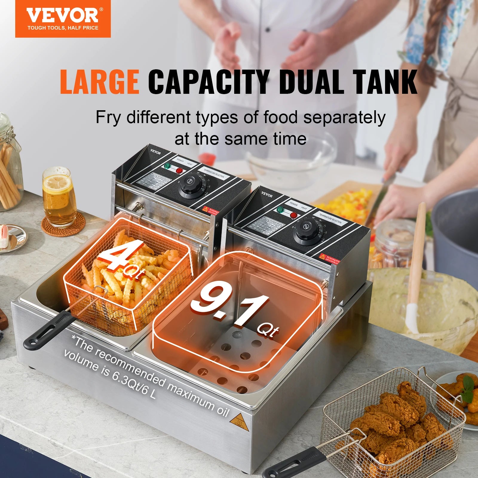 VEVOR Commercial Electric Deep Fryer, 24L 3000W Electric Countertop Fryer with Dual Removable Basket, for Kitchen, Restauran RISE DEFENSE SYSTEMS.AI PRODUCTS