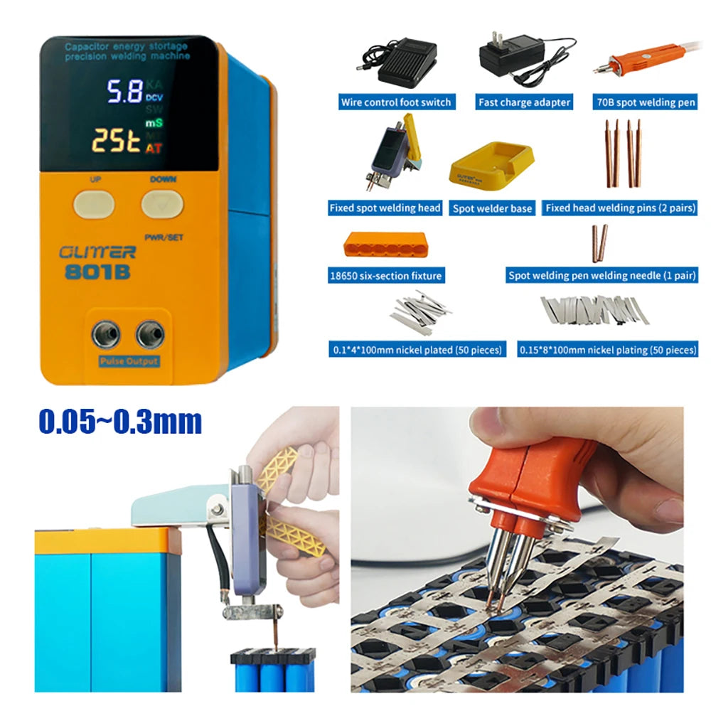 GLITTER 801B battery spot welder 11.6 KW 500A High Power welding Precision Pulse Spot Welder Voltage Measurement Dual Feature RISE DEFENSE SYSTEMS.AI PRODUCTS