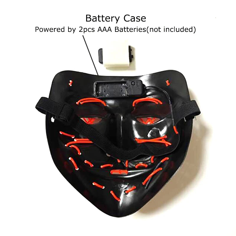 Wireless Halloween Scary Glowing Mask Luminous LED Purge Mask Horror Cosplay Neon Light Up Party Mask Festival Costume Supplies RISE DEFENSE SYSTEMS.AI PRODUCTS