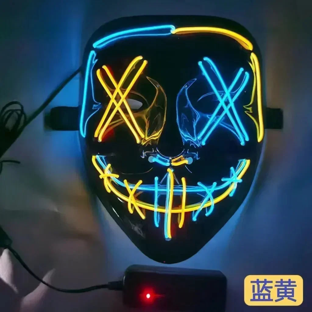 Wireless Halloween Neon LED Purge Mask Masque Masquerade Party Masks Light Grow in the Dark Horror Mask Glowing Masker RISE DEFENSE SYSTEMS.AI PRODUCTS