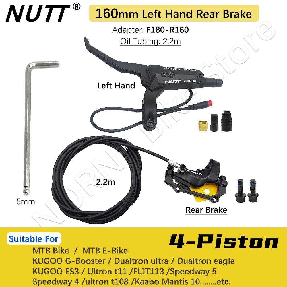 NUTT 4 Piston Y-5 Electric E-Bike Scooter Disc Brake Hydraulic Bicycle 140 160 180 Rotor For A5-D KUGOO Dualtron Kaabo Mantis RISE DEFENSE SYSTEMS.AI PRODUCTS