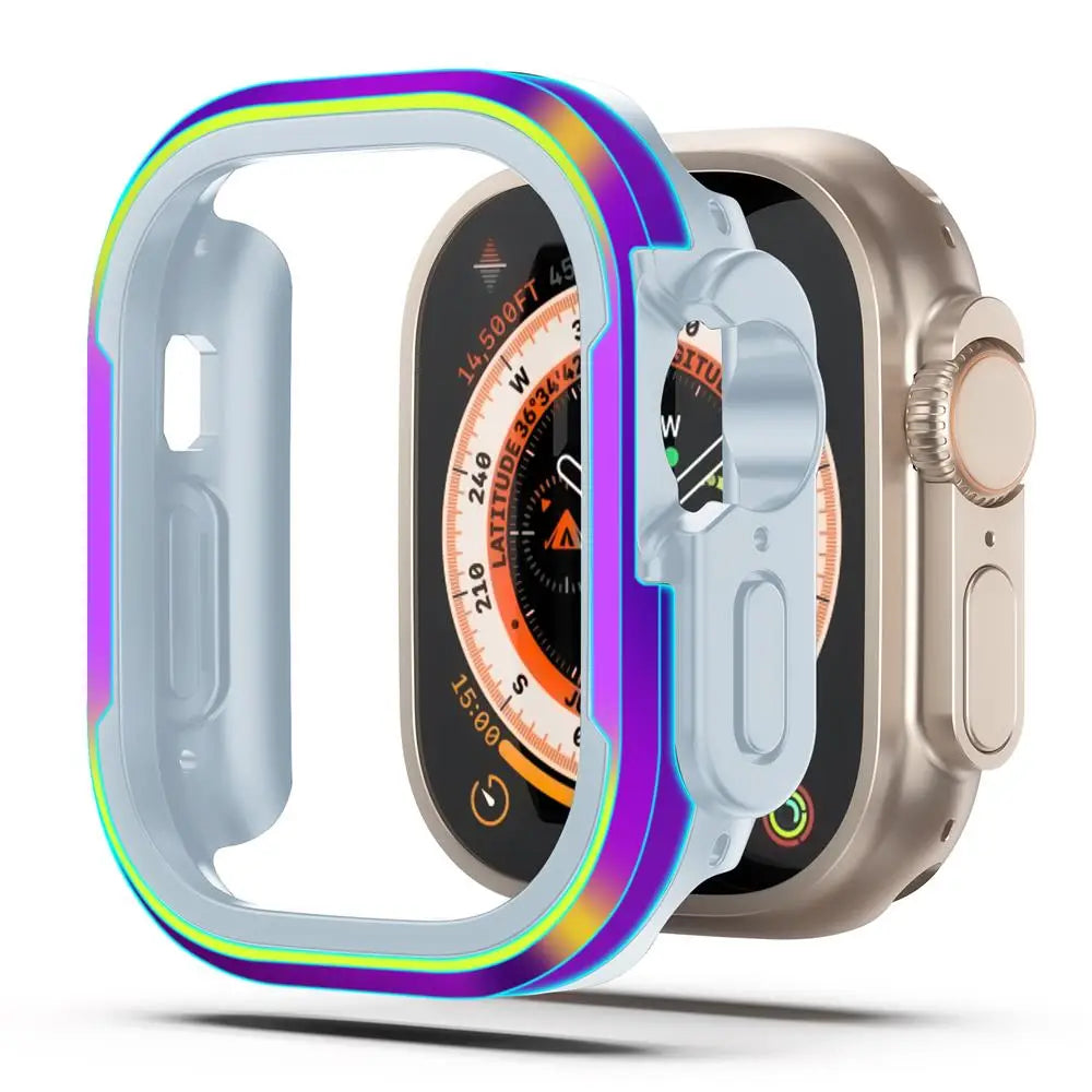 Aluminum alloy Case For Apple Watch Ultra 2 49mm series 9 8 7 6 se 5 TPU Bumper+Metal Frame For iWatch 45mm 41mm 44mm 40mm Cover RISE DEFENSE SYSTEMS.AI PRODUCTS