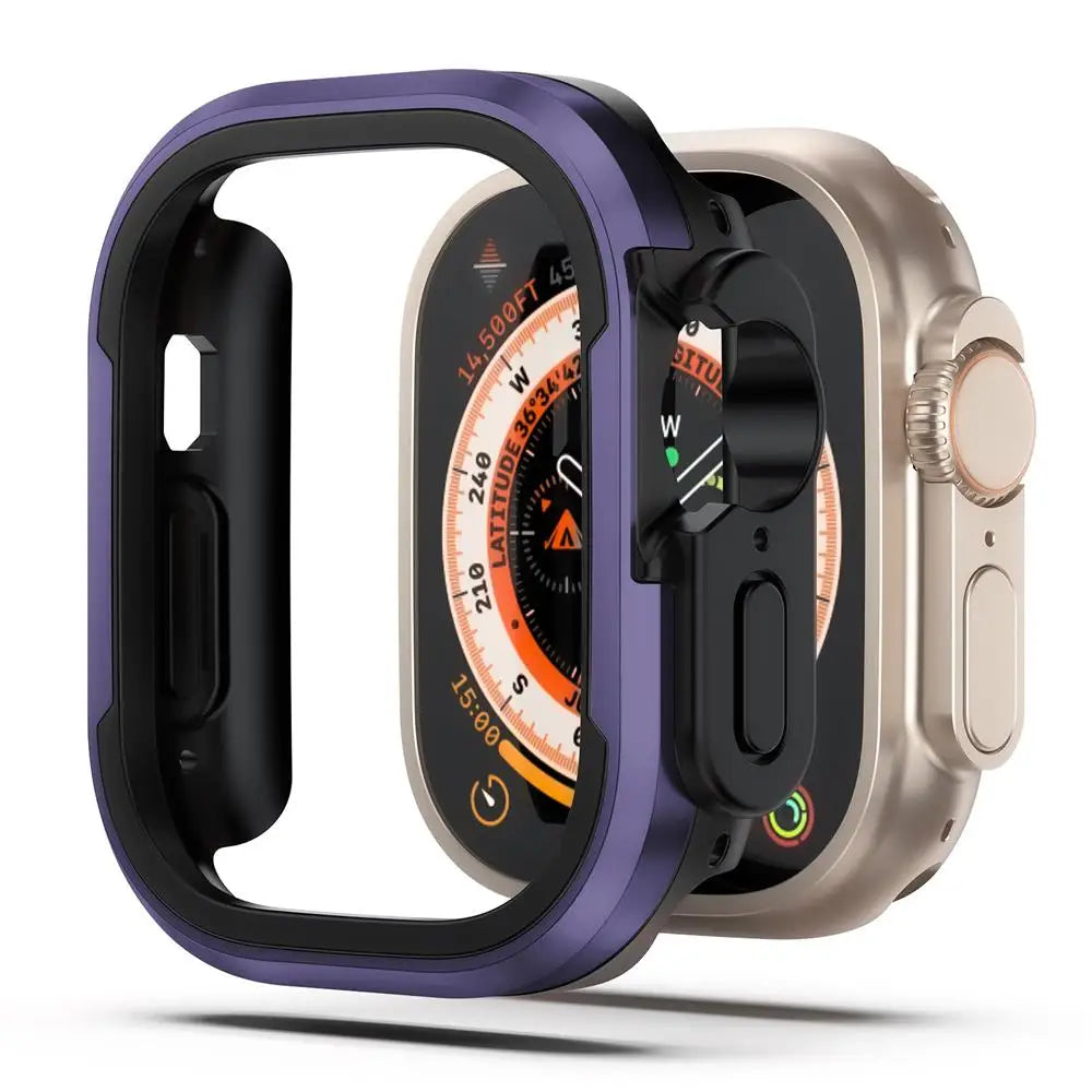 Aluminum alloy Case For Apple Watch Ultra 2 49mm series 9 8 7 6 se 5 TPU Bumper+Metal Frame For iWatch 45mm 41mm 44mm 40mm Cover RISE DEFENSE SYSTEMS.AI PRODUCTS