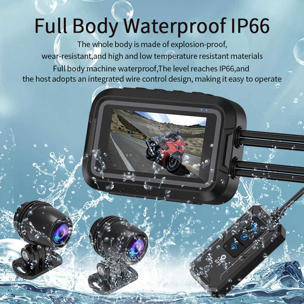 Dual 1080P Motorcycle DVR Full Body Waterproof Moto Camera WiFi GPS Dash Cam Front Rear Driving Video Recorder Black Box RISE DEFENSE SYSTEMS.AI PRODUCTS