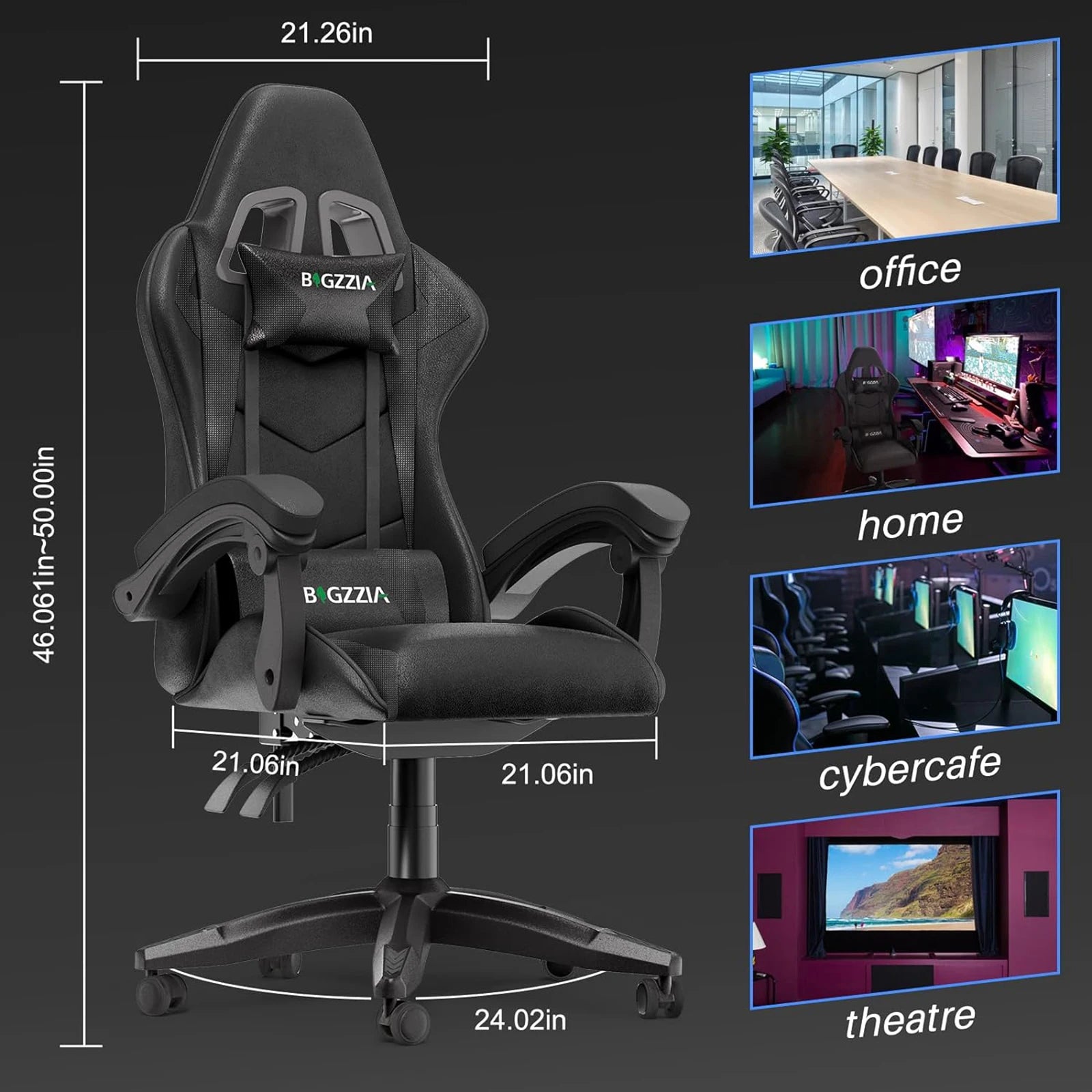 Gaming Chair Office Chair Ergonomic PU Leather Computer Desk Chair with Headrest and Lumbar Support Game Chairs Racing Chair RISE DEFENSE SYSTEMS.AI PRODUCTS