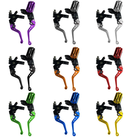 CNC One Pair 7/8" 22mm Universal Motorcycle Brake Master Cylinder Lever Cable Clutch Reservoir For Scooter Sport Dirt Bike RISE DEFENSE SYSTEMS.AI PRODUCTS