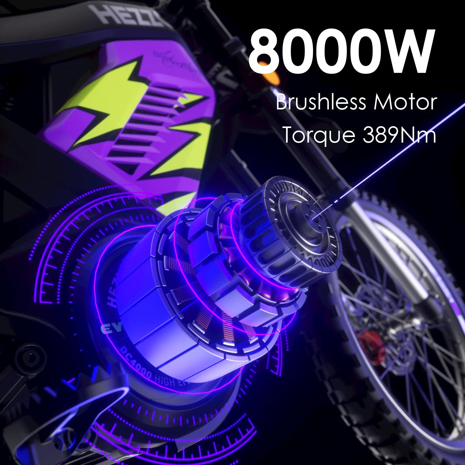HEZZO-Electric Dirt Bike, Off-Road Ebike, Top Speed 100 km/h, 389NM, 120km Long Range, 72V, 35Ah, 8000W RISE DEFENSE SYSTEMS.AI PRODUCTS
