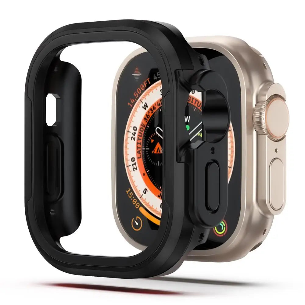 Aluminum alloy Case For Apple Watch Ultra 2 49mm series 9 8 7 6 se 5 TPU Bumper+Metal Frame For iWatch 45mm 41mm 44mm 40mm Cover RISE DEFENSE SYSTEMS.AI PRODUCTS